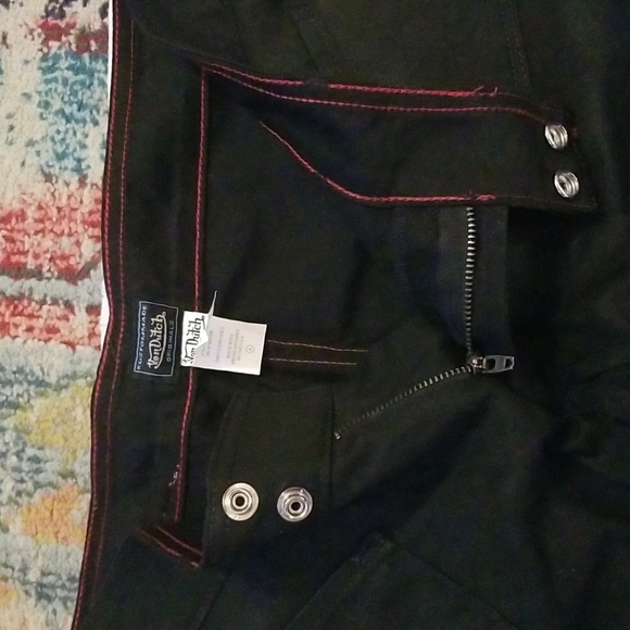 VON DUTCH Y2k Pink Patch Black Denim Pocket Flare Low Rise Snap Zip Jeans NEW 29 - Picture 15 of 16